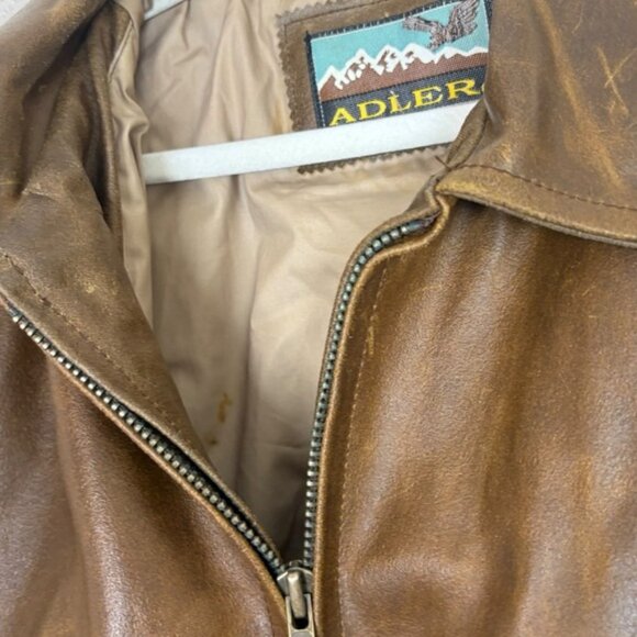 Vintage 90s Adler chestnut brown full zip dad style leather jacket size L - Picture 9 of 14